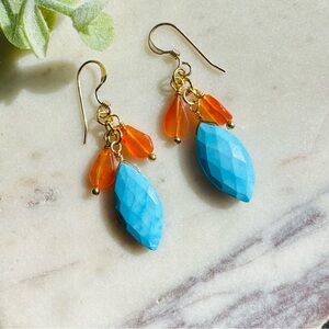 Turquoise and Carnelian Drop Earrings